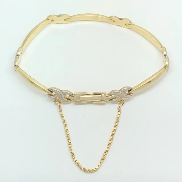 14K Yellow Gold Aurafin X O Bar Link Stampato Bracelet 7 Inches