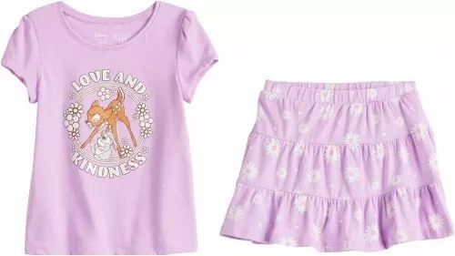 NEW 2pc DISNEY Jumping Beans BAMBI Shirt & Tiered Skort OUTFIT Easter Sz 3T NWT