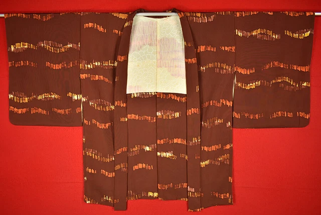 Vintage Japanese Kimono Silk Antique BORO HAORI Kusakizome Dyed/A923/570