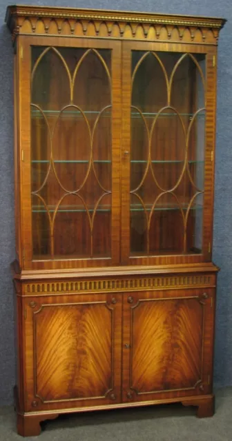 Reprodux Bevan Funnell Tall Display Cabinet Over Cupboard Regency Style Mahogany