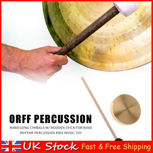 21cm Hand Gong Copper Cymbals with Wooden Stick for Band Rhythm Kids Music Toy