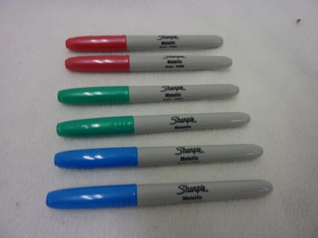 New Set Of 6 Sharpie Metallic Permanent Markers Fine Point Emerald Ruby Sapphire