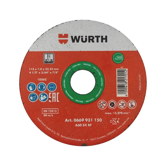 Dischi da Taglio Smerigliatrice 125x1 Acciaio ed Inox 25PZ - WÜRTH 0669931250