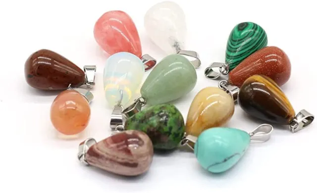 20Pcs Charms Natural Waterdrop Healing Crystal Stone Pendants for Jewelry Making