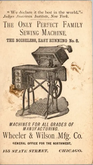 Antique Trade Card, Wheeler & Wilson, Chicago, Illinois (Sewing Machines)