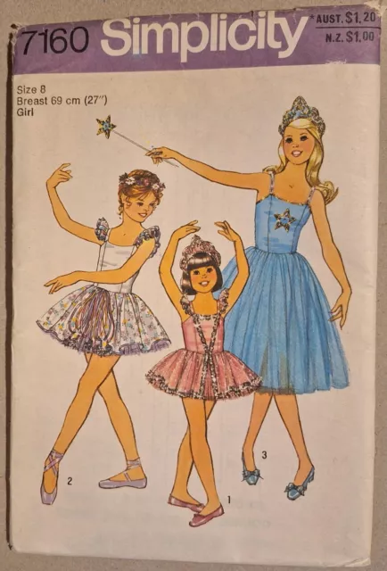 SIMPLICITY SEWING PATTERN - CHILDS GIRLS BALLET COSTUME - SIZE 8 - 2 Lengths