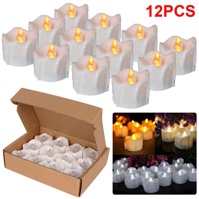 12X FLAMELESS FLICKERING LED Tea Lights Retro Fake Candle Lamp Battery