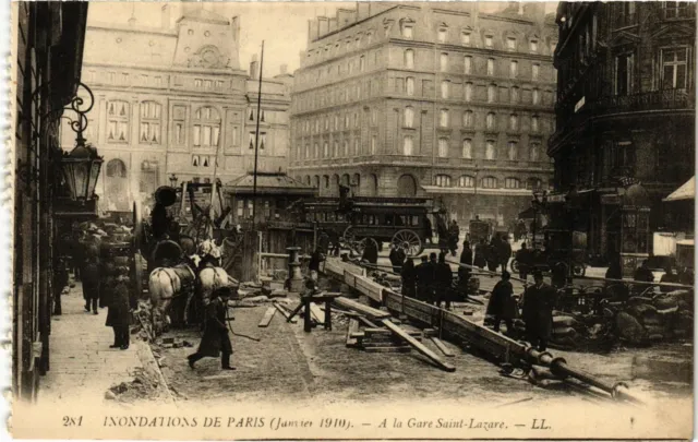 CPA AK PARIS Floodations 1910 Gare St-Lazare (579445)