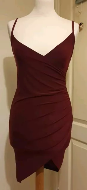 Shape burgundy ruched side strappy bodycon dress new arrivals