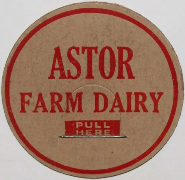 Vintage milk bottle cap ASTOR FARM DAIRY Unionport Bronx County New York unused