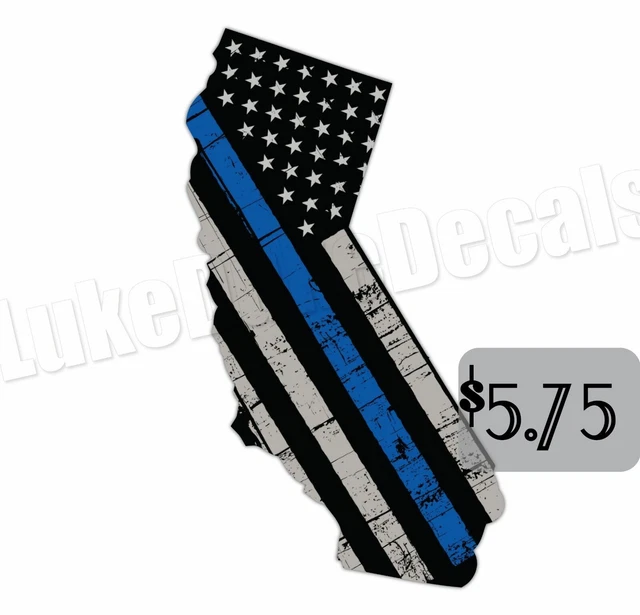 HQ California State Thin Blue Line "8 _ Vinyl Decal Bumper Sticker CUSTOM
