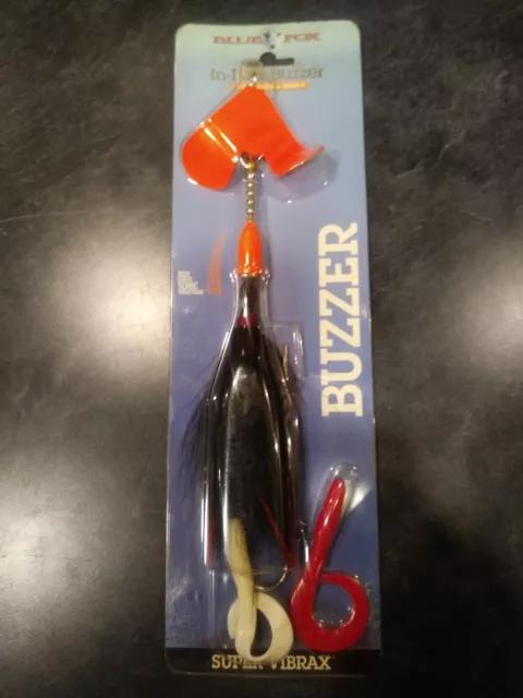 BLUE FOX SUPER VIBRAX BUZZER "ORANGE AND BLACK" Musky Muskie Pike Fishing Lure