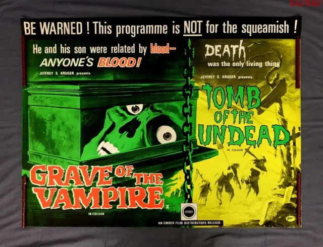GRAVE OF THE VAMPIRE DOUBLE BILL (1972) ORIGINAL UK Quad POSTER 30 X 40 INCHES