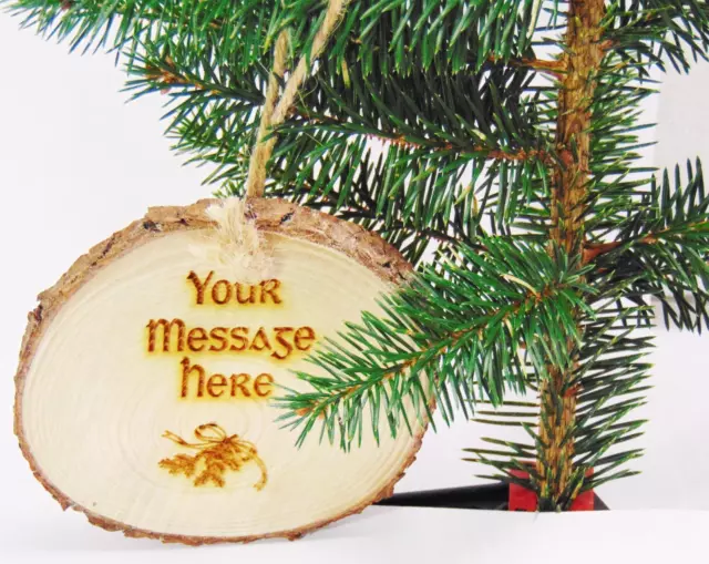 Décorations d'arbre de Noël personnalisées, ornement en tranches de bois de...