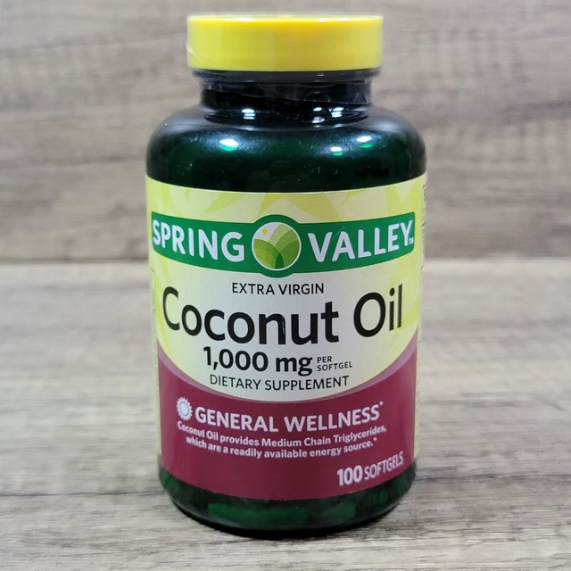 SPRING VALLEY COCONUT Oil 1000mg Dietary Supplement 100 Softgels 21.00