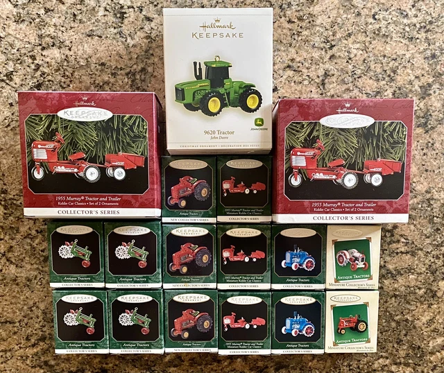 Hallmark Ornaments Lot of Antique Tractors & John Deere Tractor Plus BONUS NIB