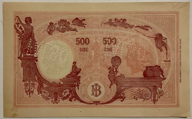 500 Lire 07.08.1943 Grande C Falso D’epoca Banconota Regno D’italia 2
