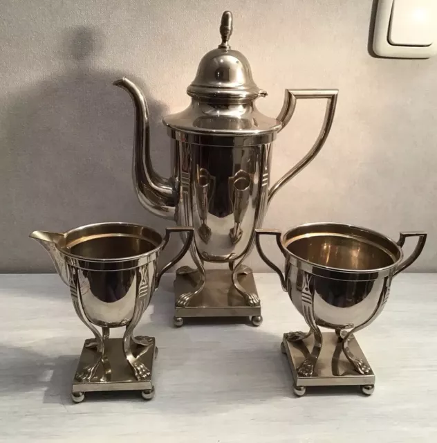 antiker Kaffee Kern - Kaffeekanne-Zuckertopf-Sahnekännchen Art Deco Jugendstil