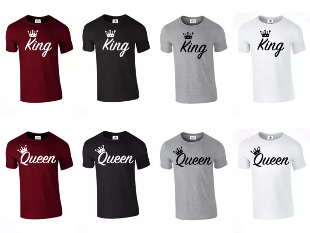 T-shirts KING QUEEN CROWN AMOUR DRÔLE Saint-Valentin assorti couple (T-SHIRT)