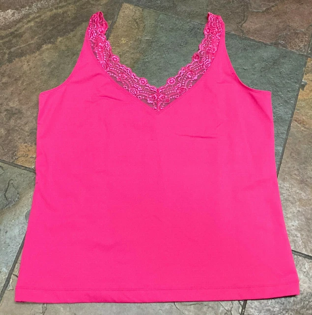 422 CHICO'S Size 2 (14/16) Pink Lace Neckline Adjustable Strap Camisole Cami #04
