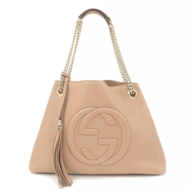 Auth GUCCI Interlocking Shoulder Bag Beige GG Canvas Leather 169947 Used