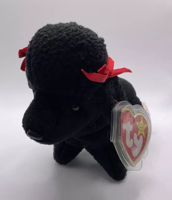 TY Beanie Babies Gigi  The Black Poodle Dog With Tag In Plastic Protector 1998 B