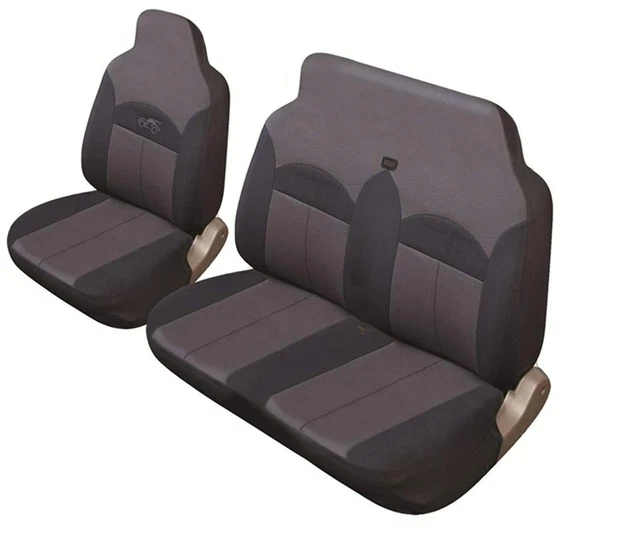HEAVY DUTY SINGLE And Double Front Van Black & Grey Soft Padded Seat