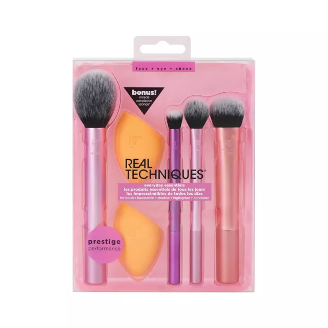 Real Techniques Every Day Essentials Make Up Schwamm Pinsel Set, 6 teilig