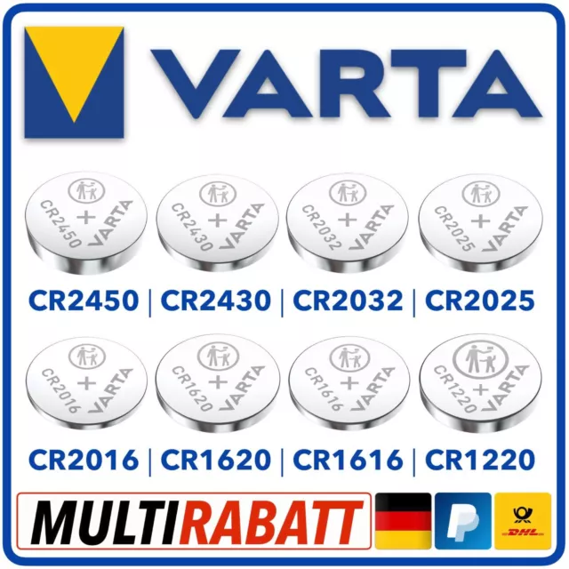 Varta CR2032 CR2025 CR2016 CR2430 CR2450 CR1220 CR1620 CR1616 Auswahl Bulk