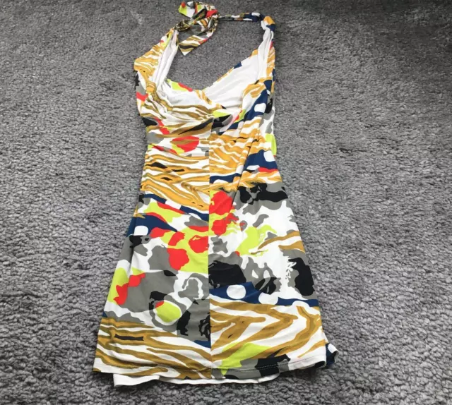 Nine West Womens Tank Dress Size 4 Geometric Halter Neck Front Knot Sleeveless 3