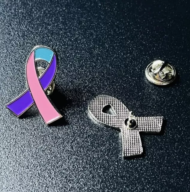 NEW Thyroid cancer Awareness ribbon enamel badge/brooch. Proceeds go to Charity.