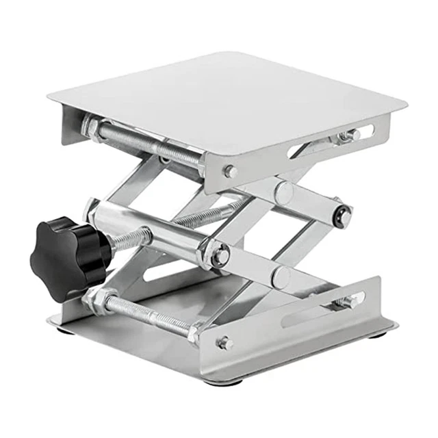 Knob Regulated Lifting Platform Silver Stainless Steel Adjustable Height