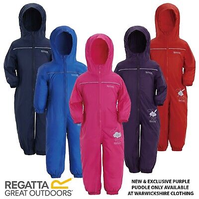 Regatta Puddle Iv Boys Girls Waterproof All In One Rain Suit Kids Children