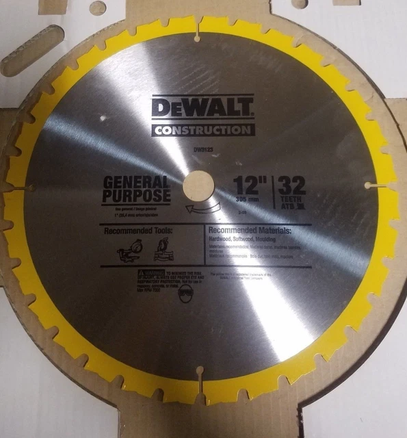 DEWALT DW3123 12" x 32 Tooth ATB Construction Grade Carbide Miter Saw Blade DEWALT DW3123 12" x 32 Tooth ATB Construction Grade Carbide Miter Saw Blade