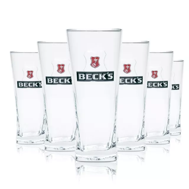 6x Becks Bier Glas 0,3l Becher Henry Willi Gläser Relief Cup Brauerei Druck Beer