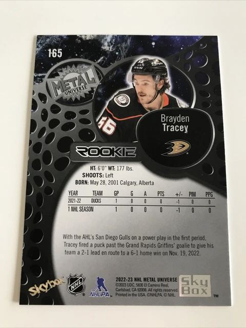 CARTA NHL, BRAYDEN Tracey, Rookie Metal Universe 2022-23, anatre EUR 1 ...