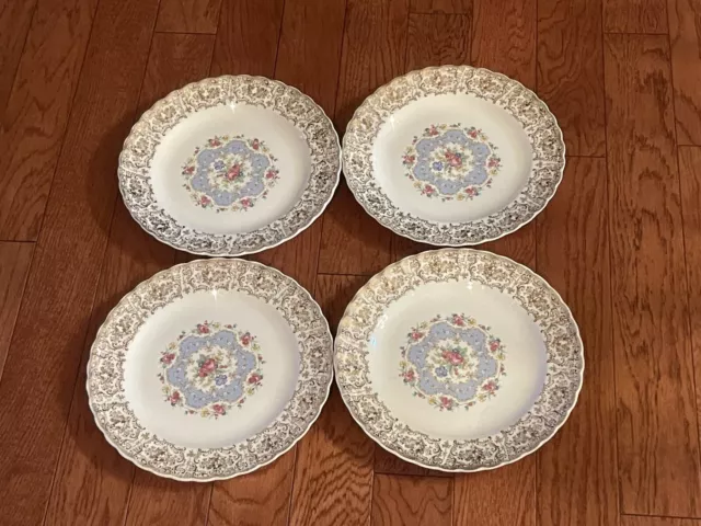 Vintage Limoges Lyric 1 KS 384 X Warranted 22 K Gold Dinner Plates Set Of 4