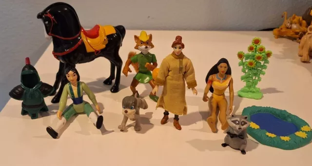 1990s Disney Action Figure Lot of 10 (Robin Hood, Mulan, Pocahontas + Anastasia)