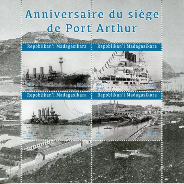 Madagascar 2020 CTO Military & War Stamps Siege of Port Arthur Ships 4v M/S