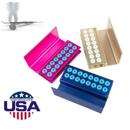 Dental FG Bur Burs Holder Block Disinfection Box Autoclave 16Holes 3Color New