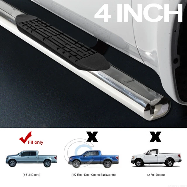 Fits 09-14 Ford F150 Supercrew 4" Oval Chrome Side Step Nerf Bars Running Boards