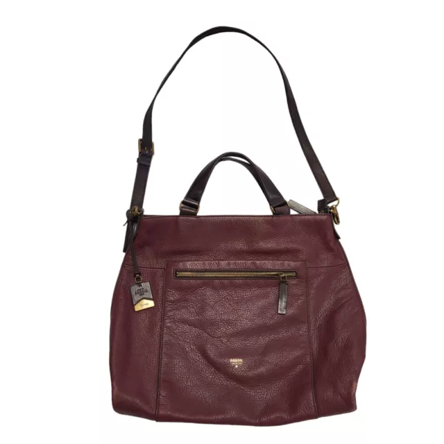 Fossil Burgundy Leather Top Handle Shoulder Bag 18" X 14"