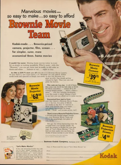 1953 Kodak Movie Camera Pictures Vintage Print Ad 50s Film Projector Family Pics