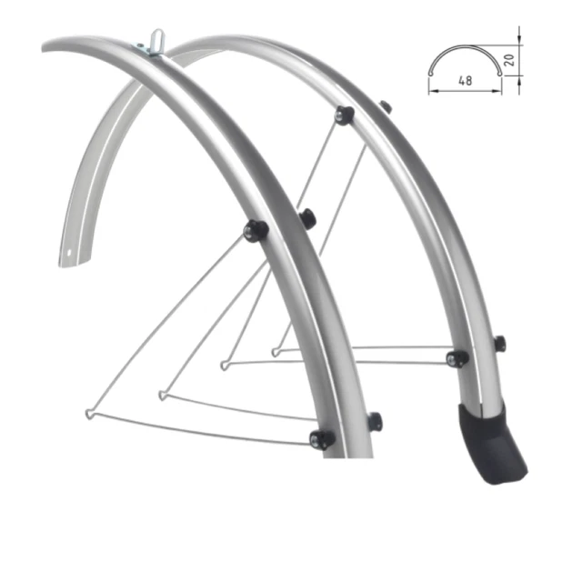 Garde-Boue City VTC 28 Pouces - Paire De Tringles Inox Argent 50mm - Pour Vélos & VTC