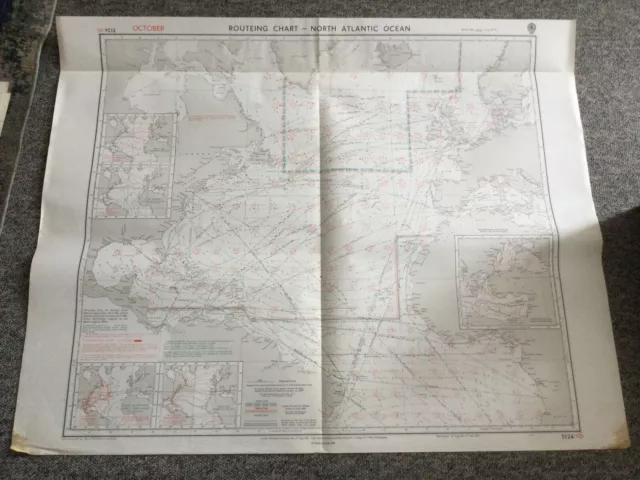 ADMIRALTY SEA CHART Routing Chart North Atlantic Ocean Oct No. 5124(10) 1975