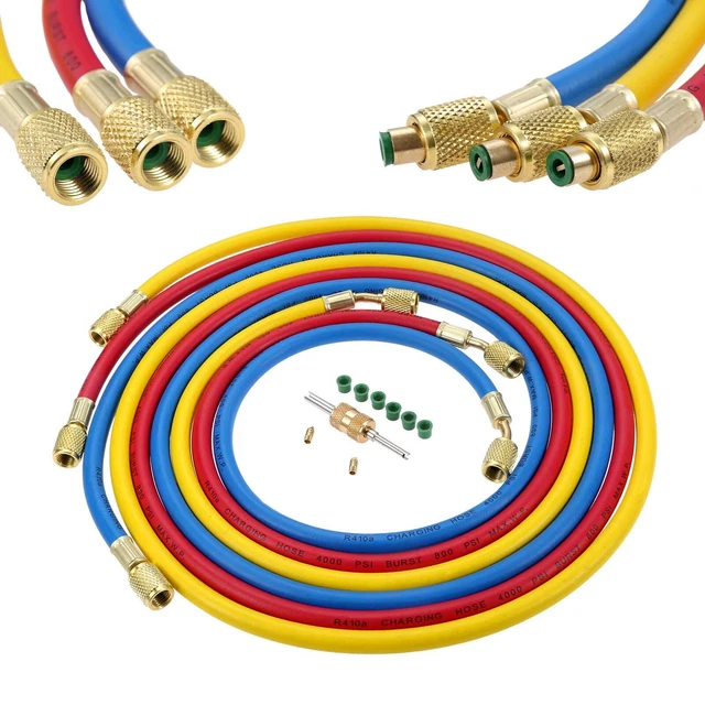 AC Charging Hose Tube Kit with Valve Core Remover, Thimble, Gaskets, ...