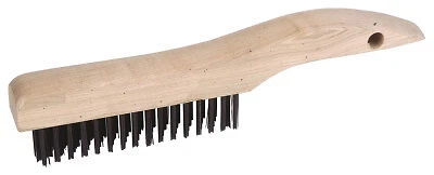 Shoe Handle Scratch Brushes, 10 In, 2x17 Rows, Stainless Steel Wire, Wood Handle