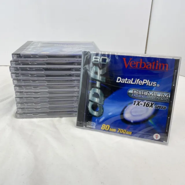 NEW Verbatim Lot of 12 CD-R 700Mb 80 Min Recordable Compact Disc 1x-16x speed