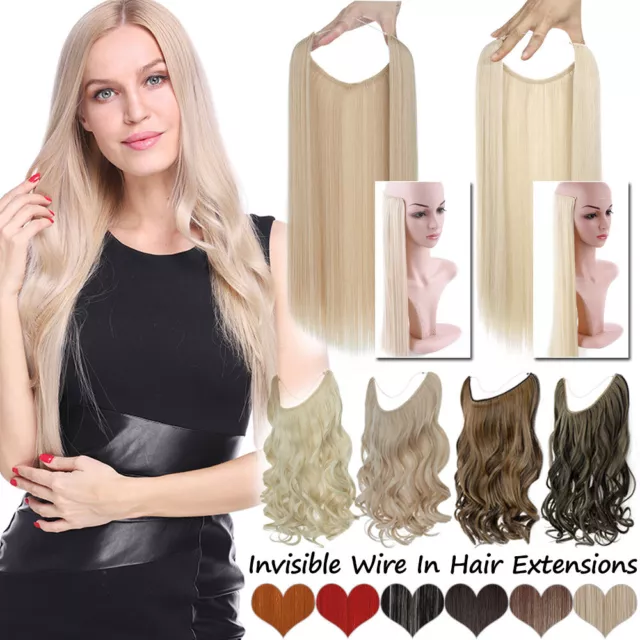 Natural as Human Hidden Invisible Wire in Hair Extensions One Piece Long Wavy US