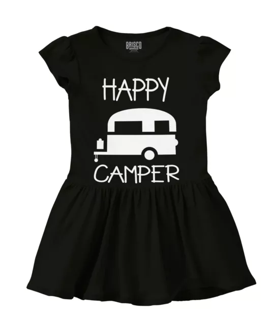 Happy Camper Camping Cool Hiking Trip Cute  Newborn Infant Baby Girl Dress